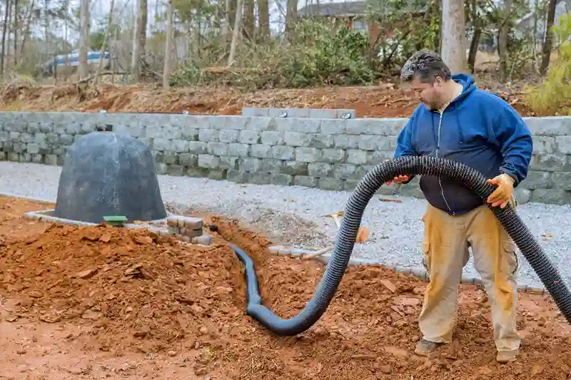 Man draining the septic leak