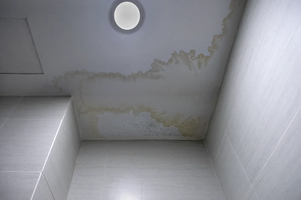 Wall stained due to leakage in shower pipes